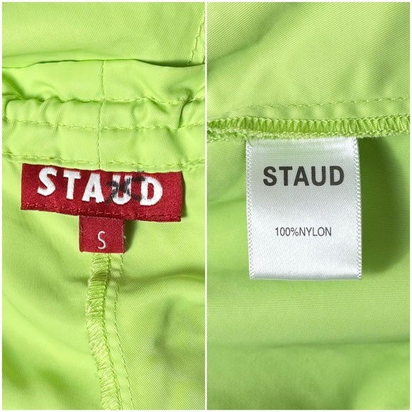 STAUD Lime Green High Rise Drawstring Waist Relaxed Fit Sporty Nylon Shorts S - Picture 6 of 6